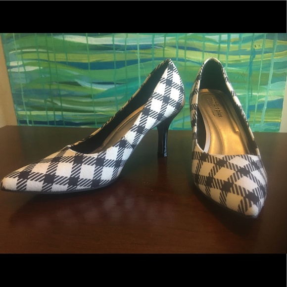 checkered high heels